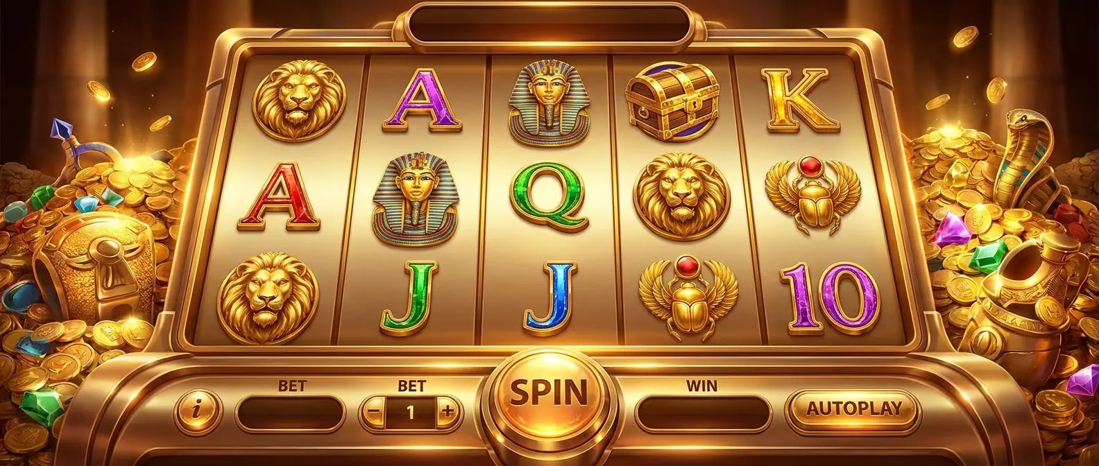 Spinbet Bonanza Game Interface Spinbet Bonanza reels with gold themed slot interface