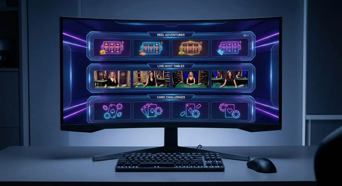 SpinBet games lobby overview Online games lobby with slots, live tables and card games