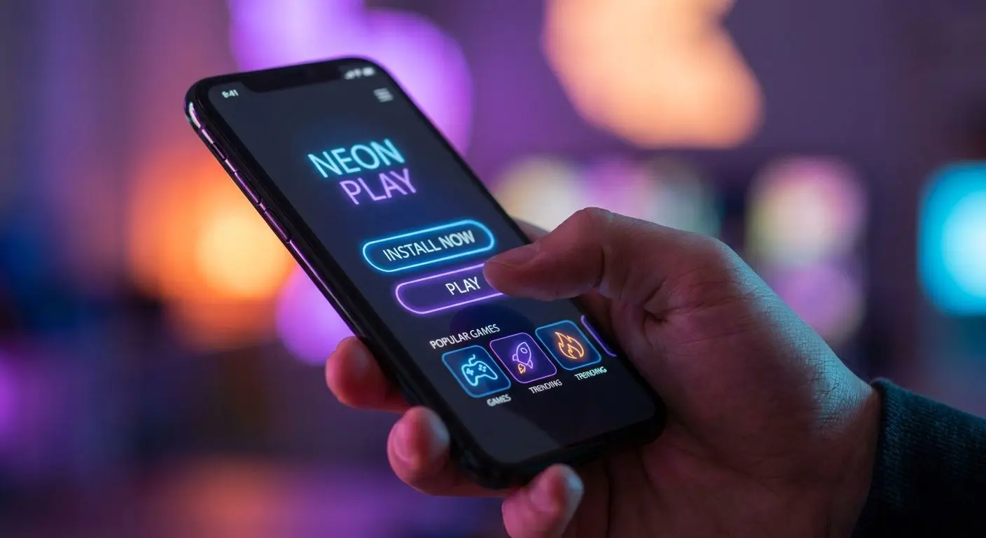 Android phone showing a mobile app install or launch screen