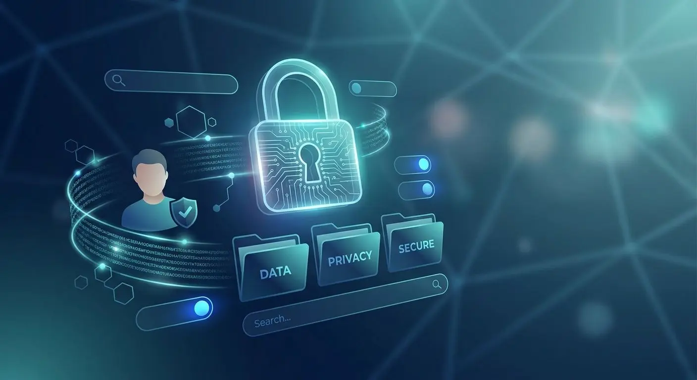 Privacy and personal data protection illustration with lock and files