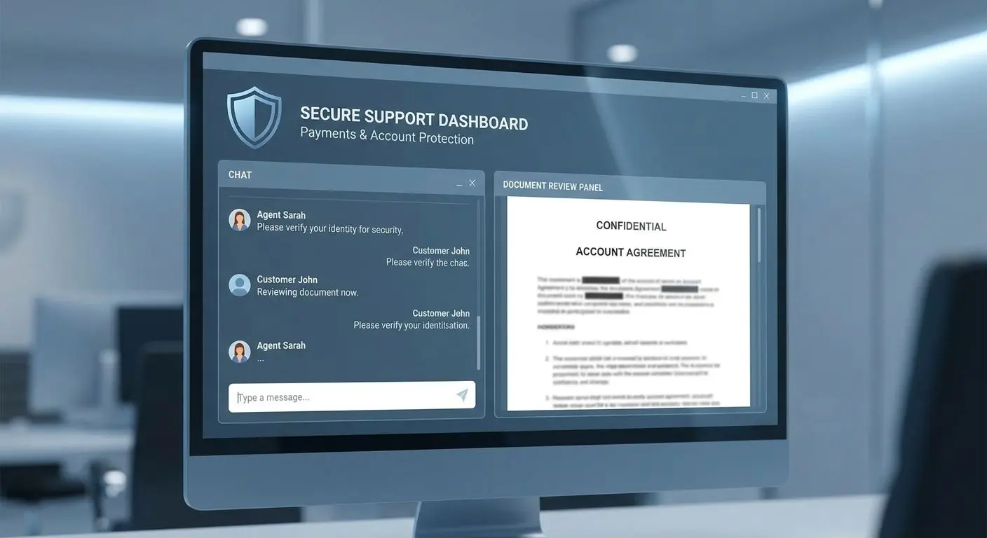 Support chat about payments and account security
