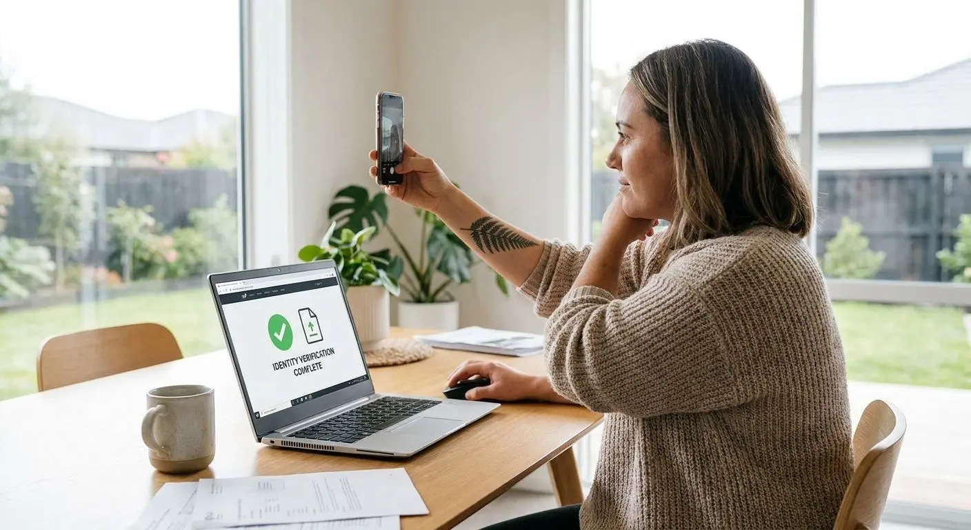 User completing online verification on laptop and phone